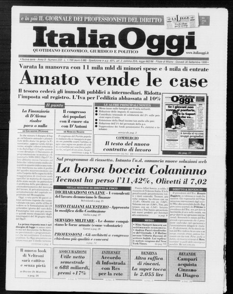 Italia oggi : quotidiano di economia finanza e politica